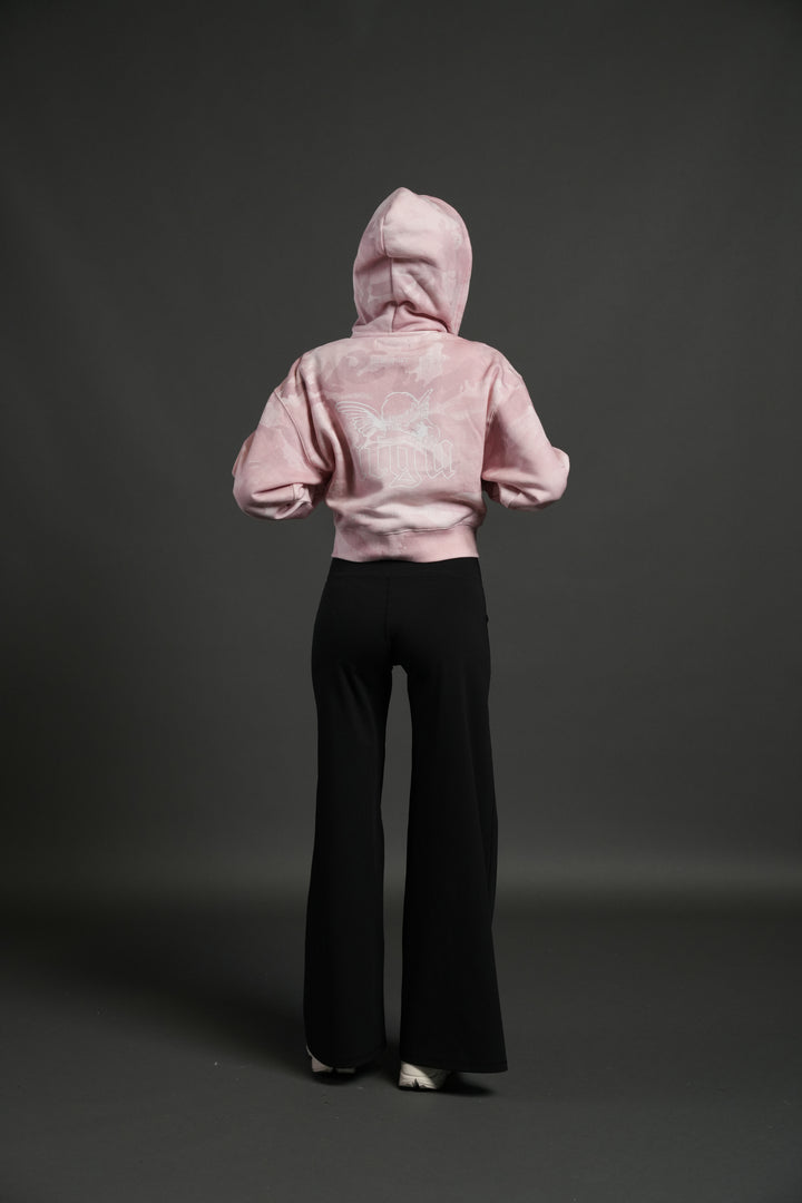 Cherub NFGU "Sage" Cropped Zip Hoodie in Blush Vintage Woodland Camo