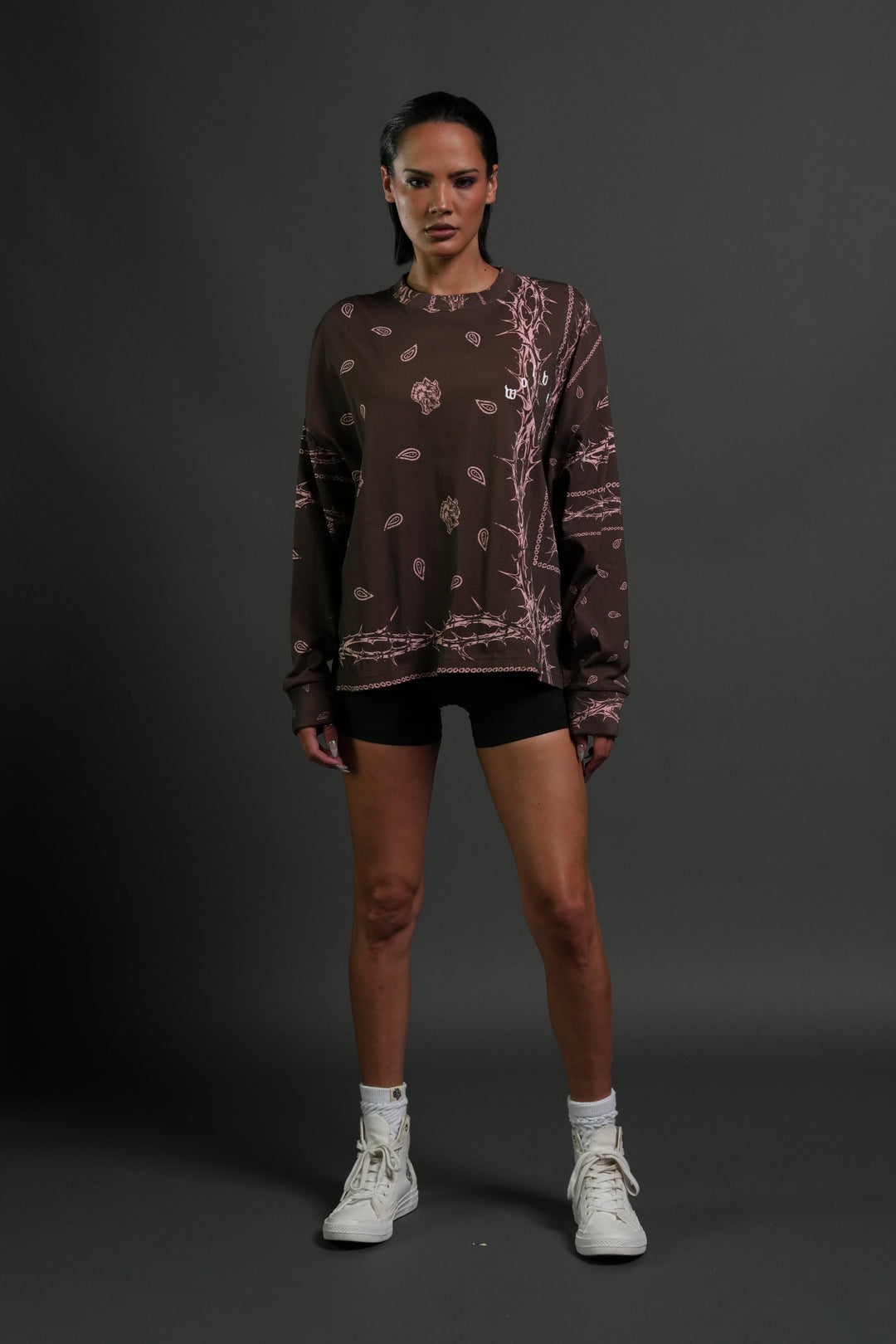 Wolves Pyramid Grunge "Box Cut" L/S Tee in Desert Dust Thorn Paisley