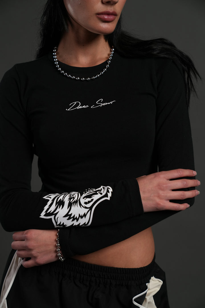 Stone Code L/S "Baby" Tee in Black