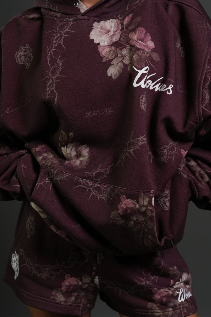 Rose Thorn Ellie Sweat Shorts in Cherry Wine Rose Thorn
