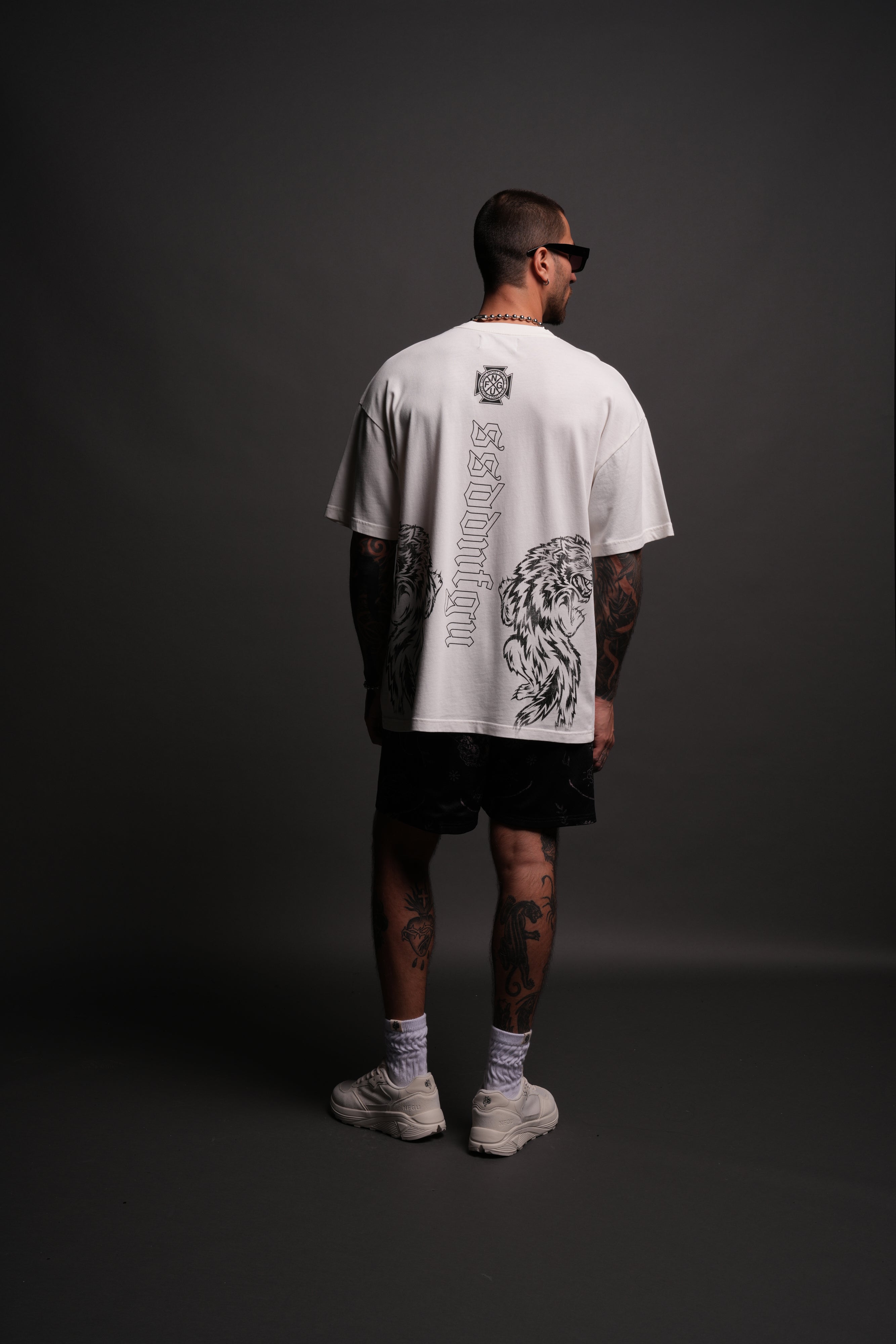 Alpha Wolf "Premium" Oversized Tee in Cream