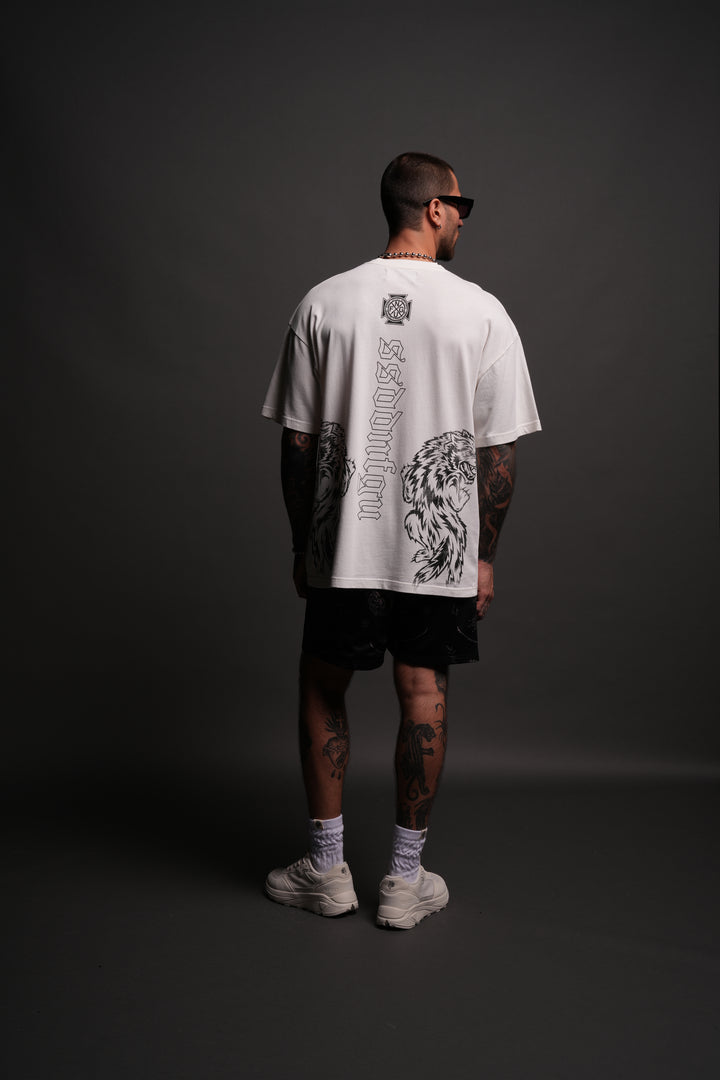 Alpha Wolf "Premium" Oversized Tee in Cream