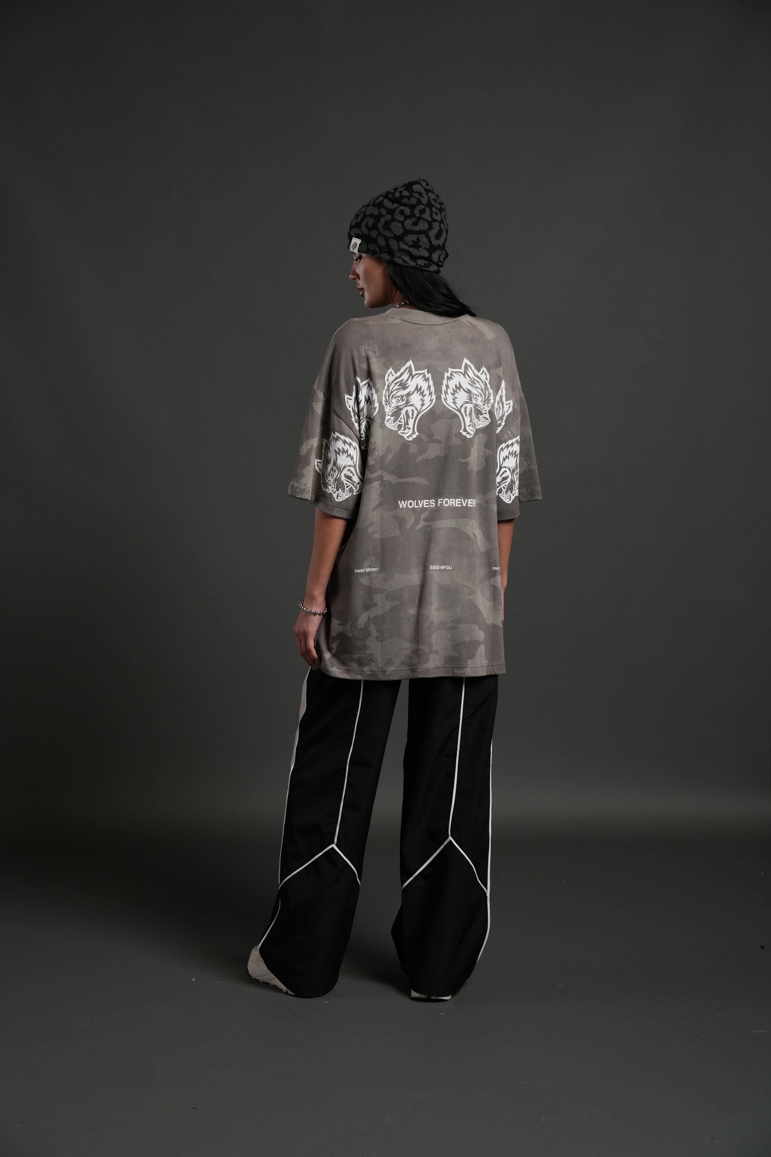 Wolves Have Your Back Unisex "Premium" Oversized Tee in Lush Vintage Woodland Camo