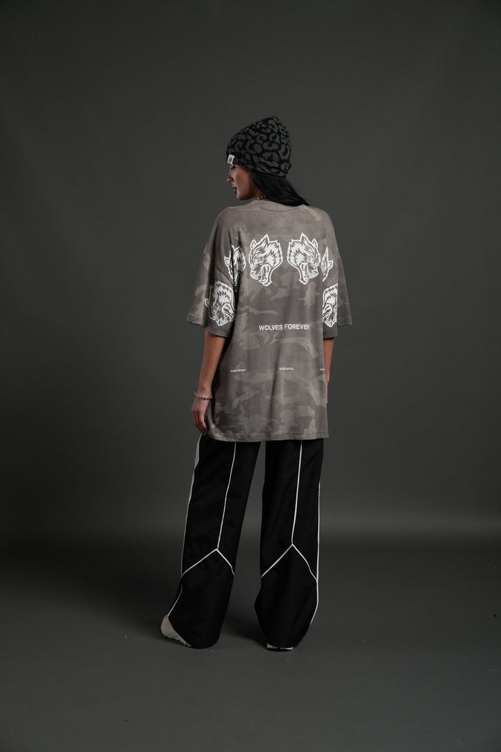 Wolves Have Your Back Unisex "Premium" Oversized Tee in Lush Vintage Woodland Camo