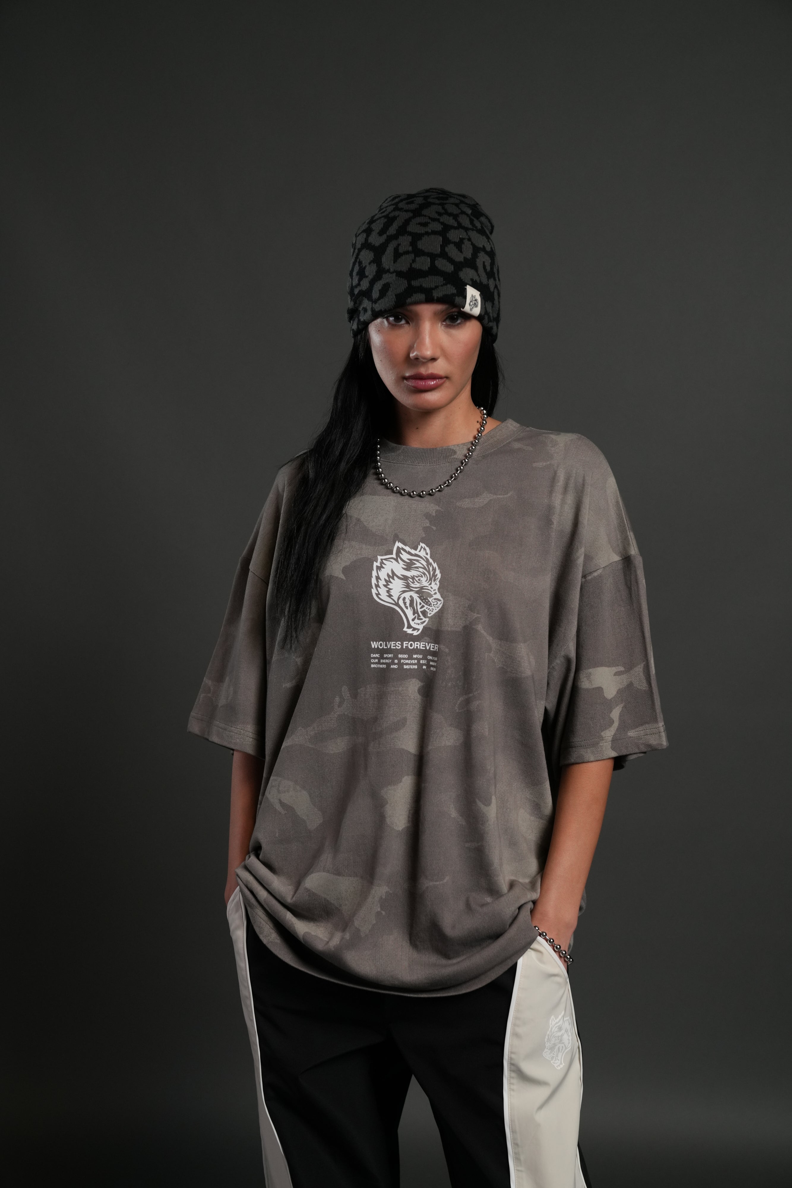 Wolves Have Your Back Unisex "Premium" Oversized Tee in Lush Vintage Woodland Camo