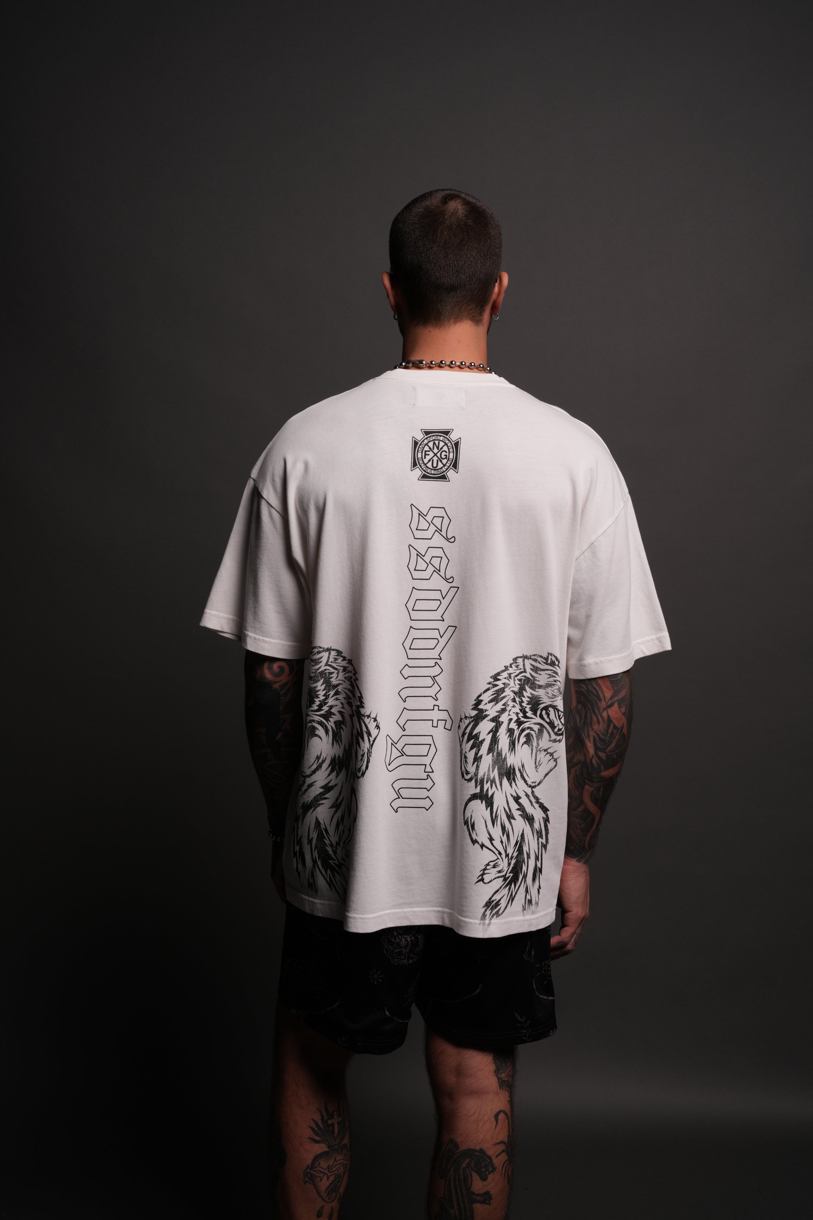 Alpha Wolf "Premium" Oversized Tee in Cream