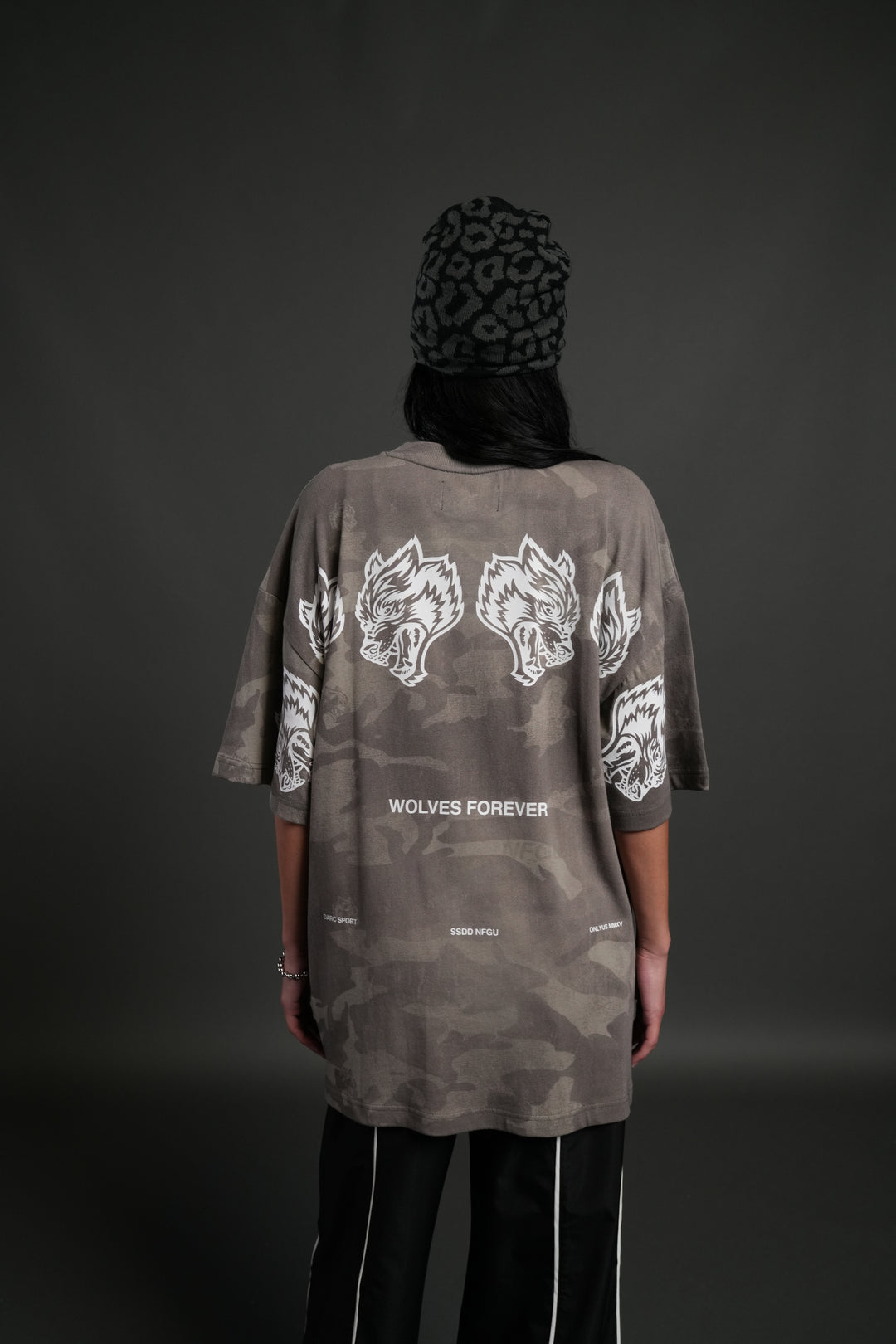 Wolves Have Your Back Unisex "Premium" Oversized Tee in Lush Vintage Woodland Camo