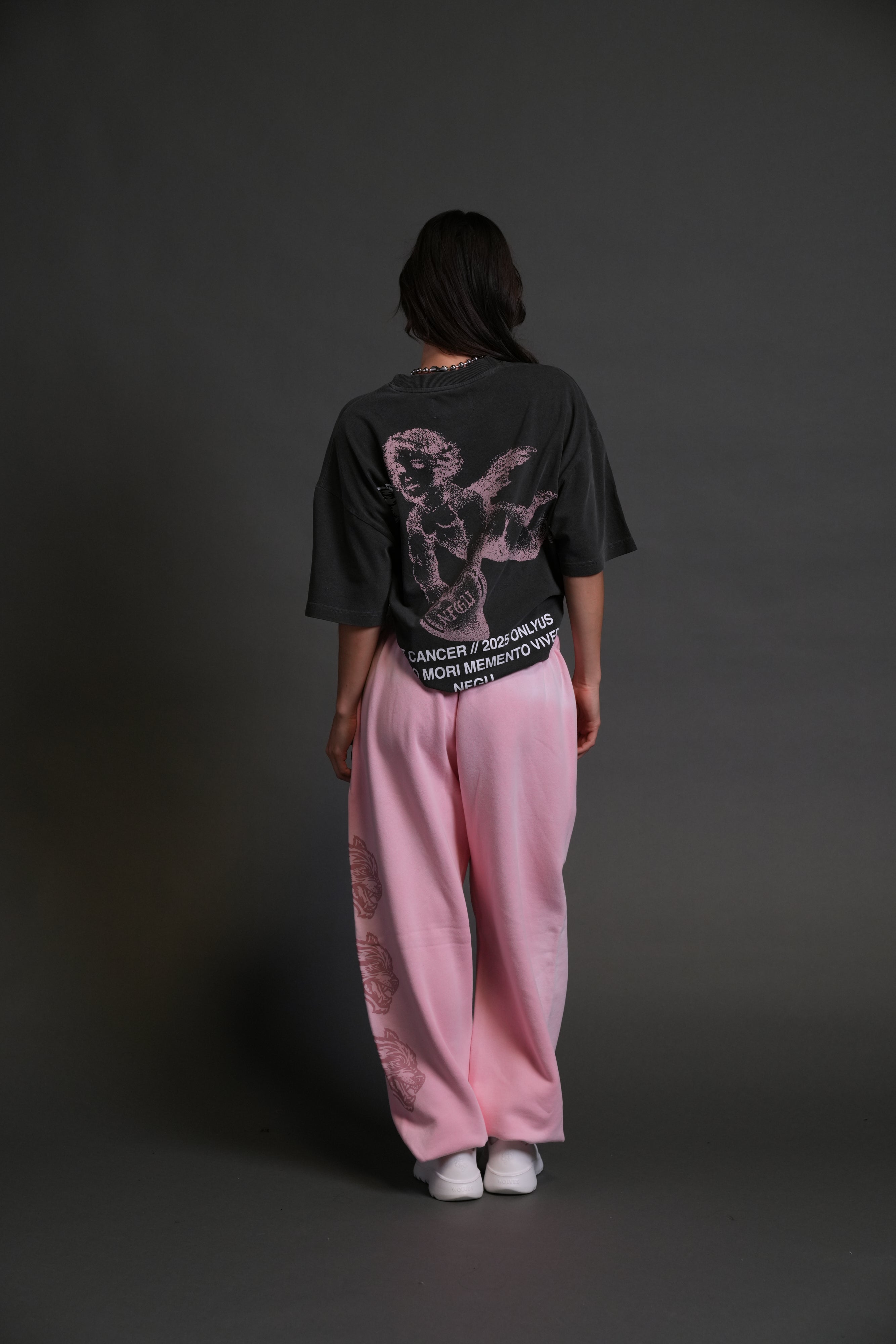 Fight Cancer NFGU "Premium" Oversized Tee in Wolf Gray