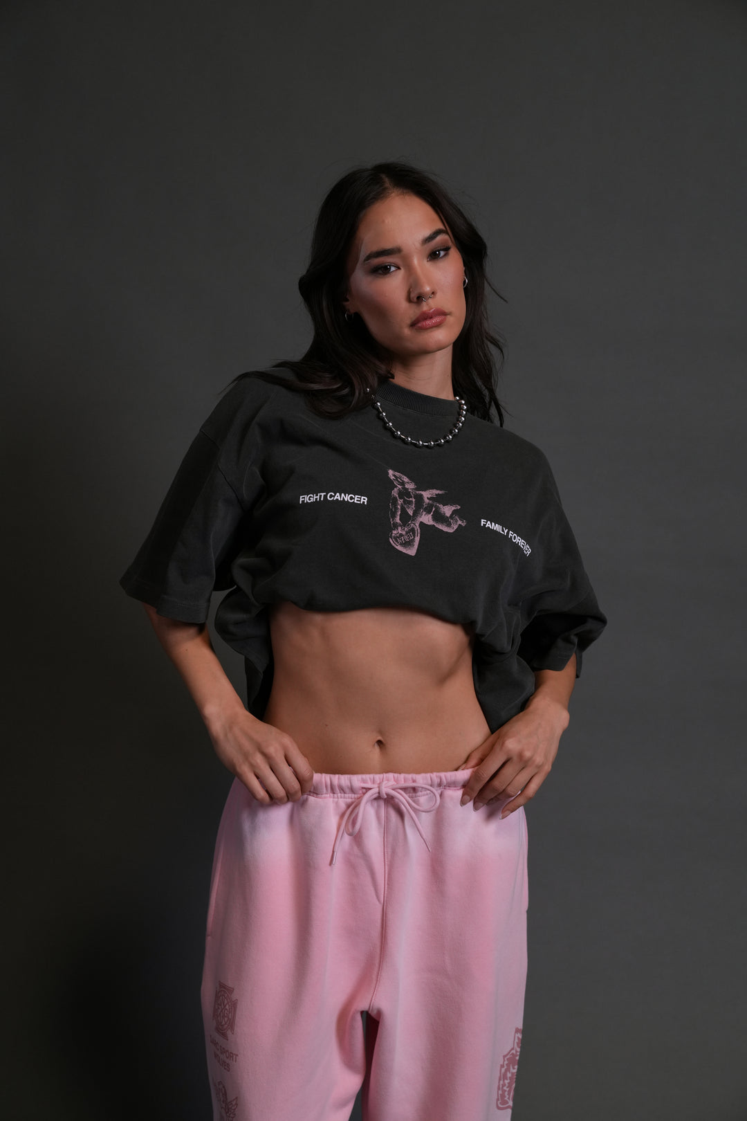 Fight Cancer NFGU "Premium" Oversized Tee in Wolf Gray