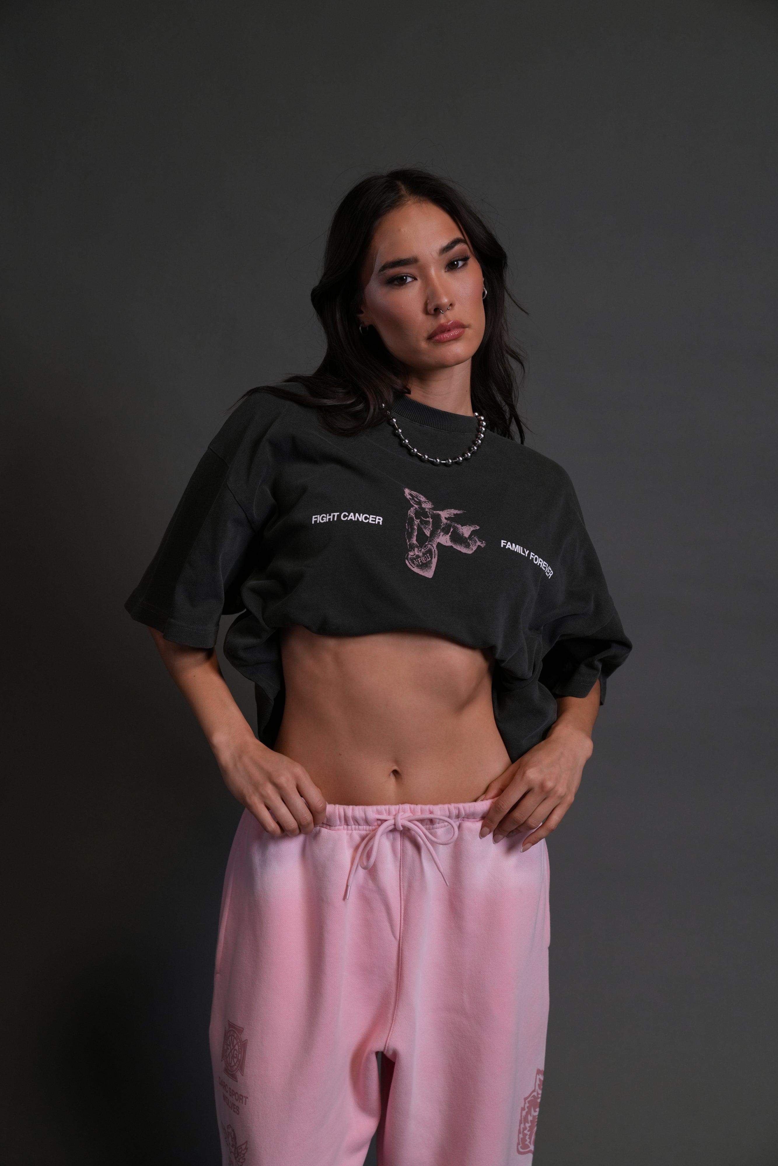 Fight Cancer NFGU "Premium" Oversized Tee in Wolf Gray