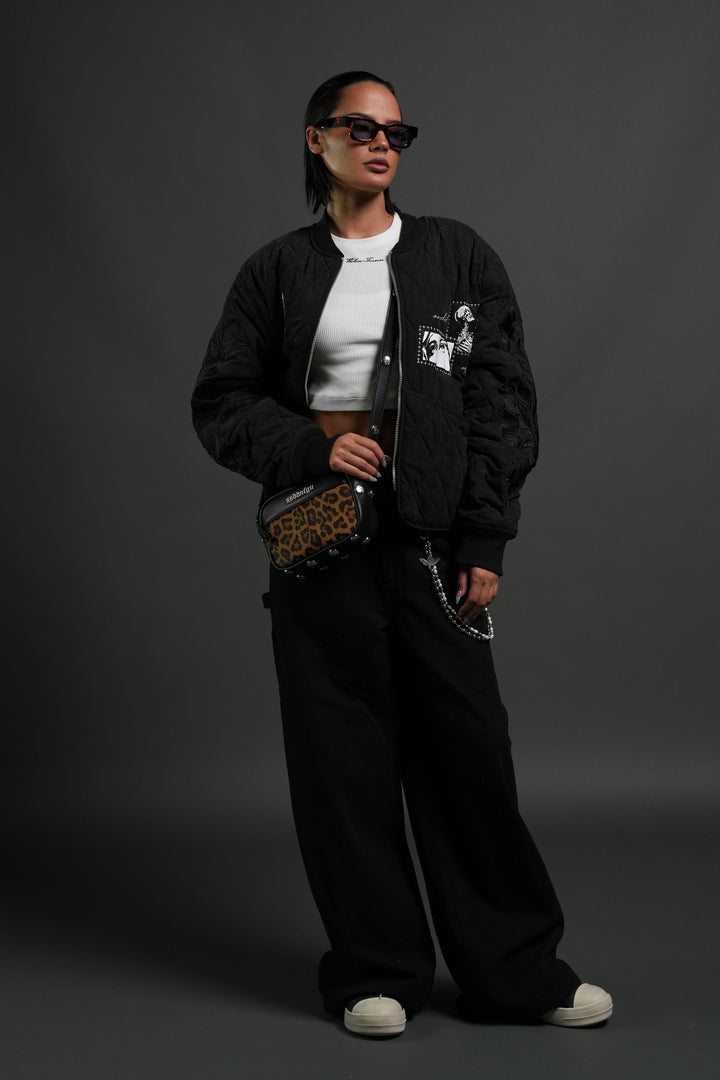 Wolf Head Rodman Leather Side Bag in Black