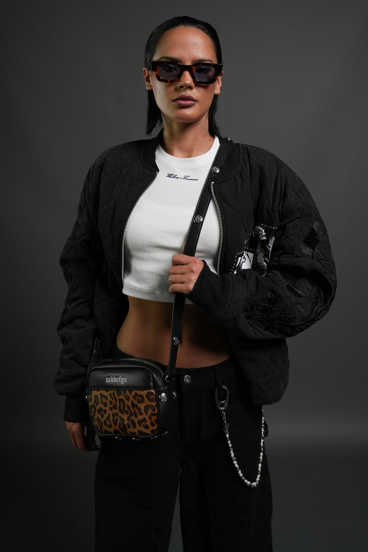 Wolf Head Rodman Leather Side Bag in Black