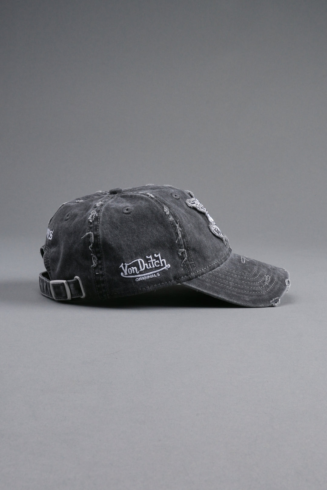 Cherub Eye Ball Distressed Dad Hat in Washed Black