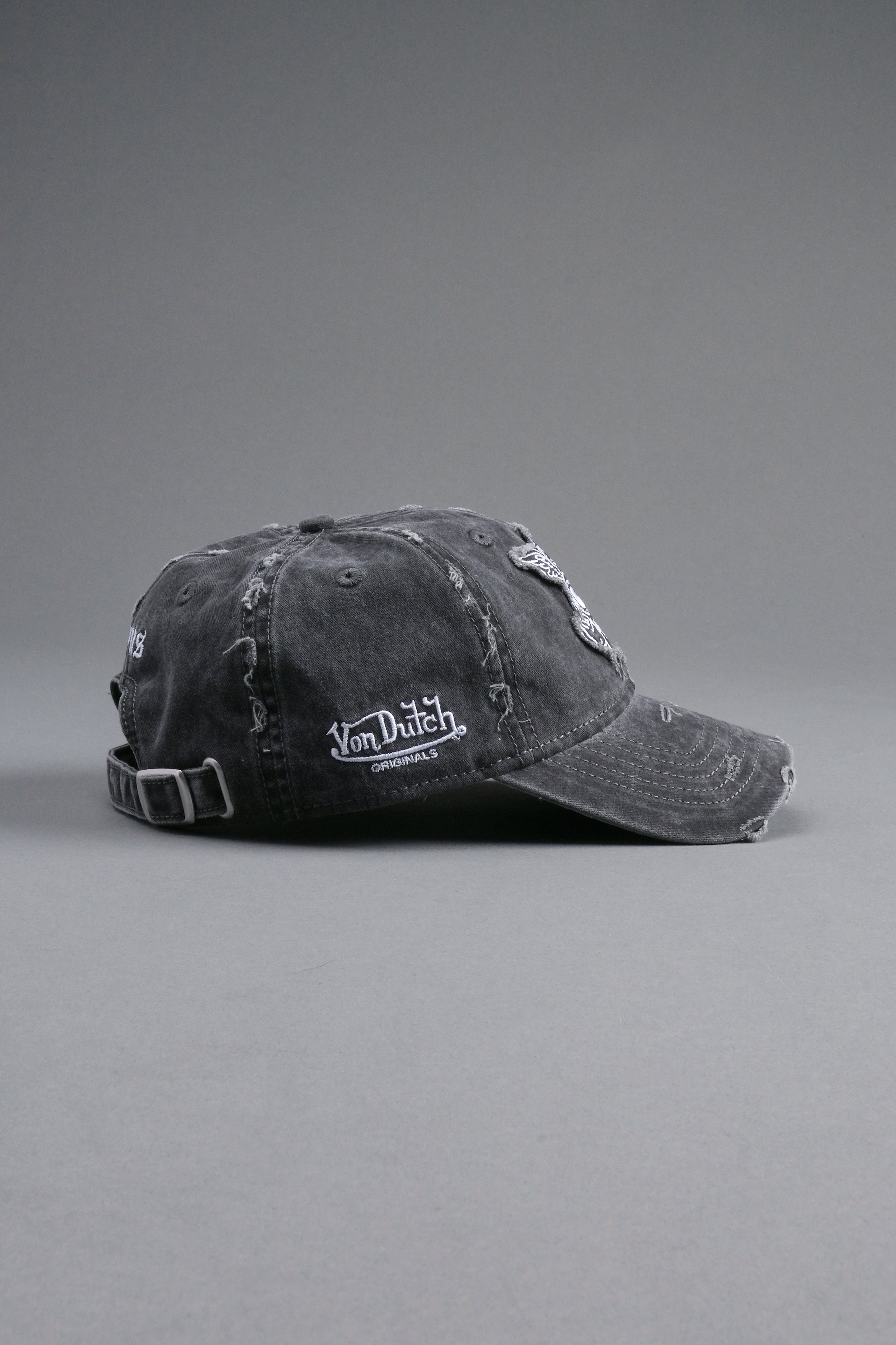 Cherub Eye Ball Distressed Dad Hat in Washed Black