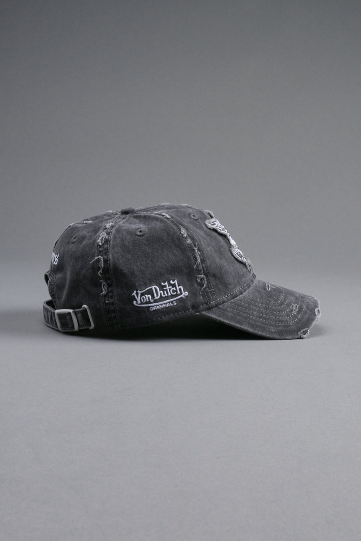Cherub Eye Ball Distressed Dad Hat in Washed Black