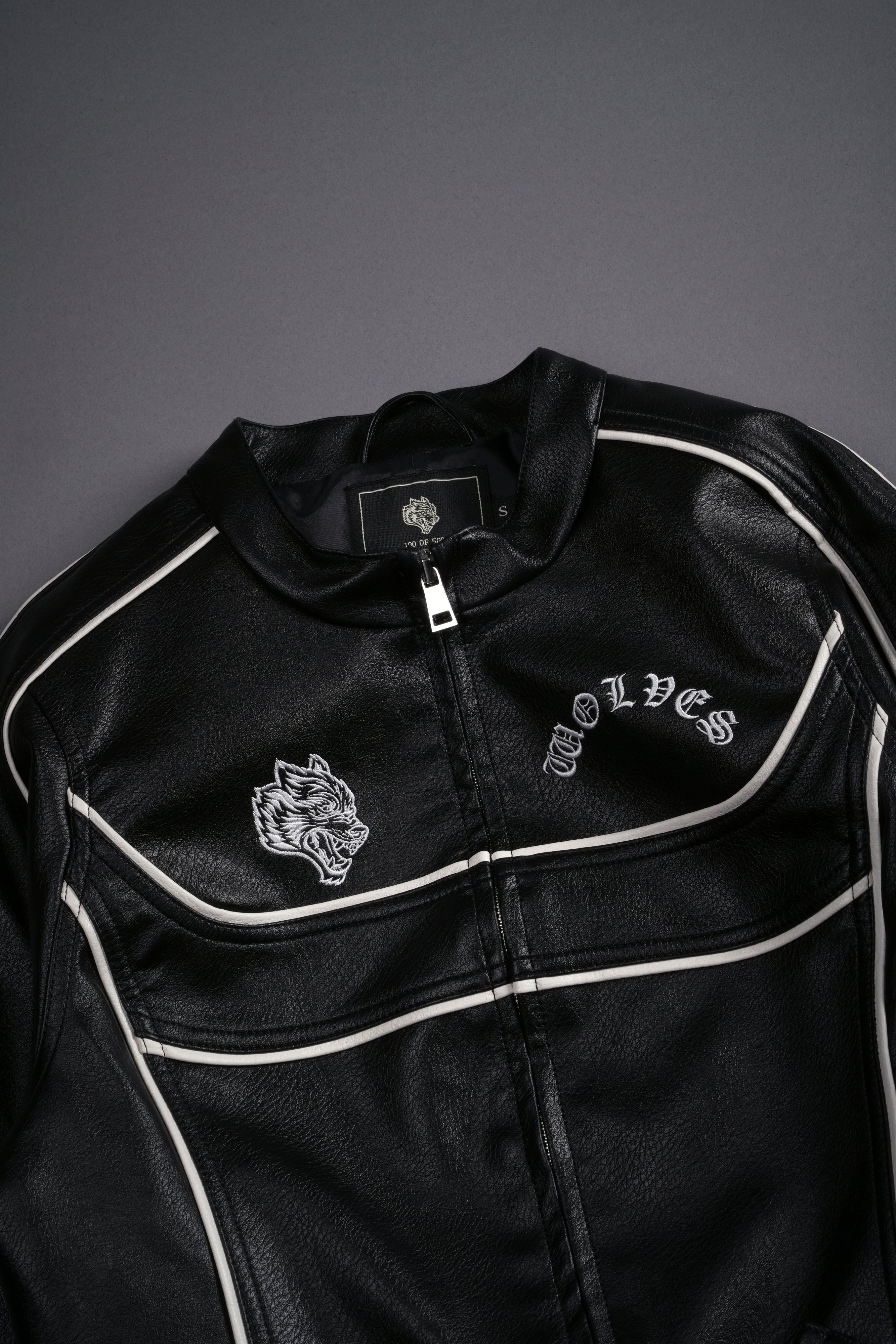 Chopper Wolf Letty Moto Jacket in Black/White