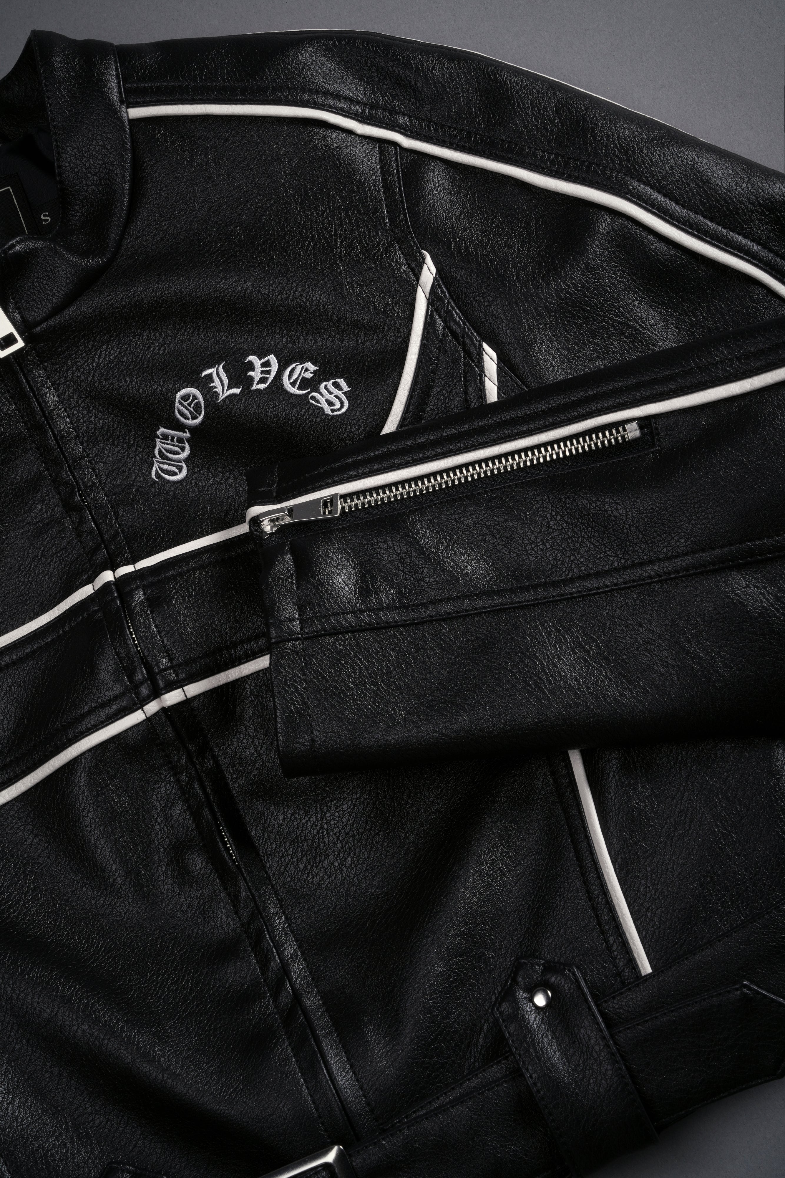 Chopper Wolf Letty Moto Jacket in Black/White