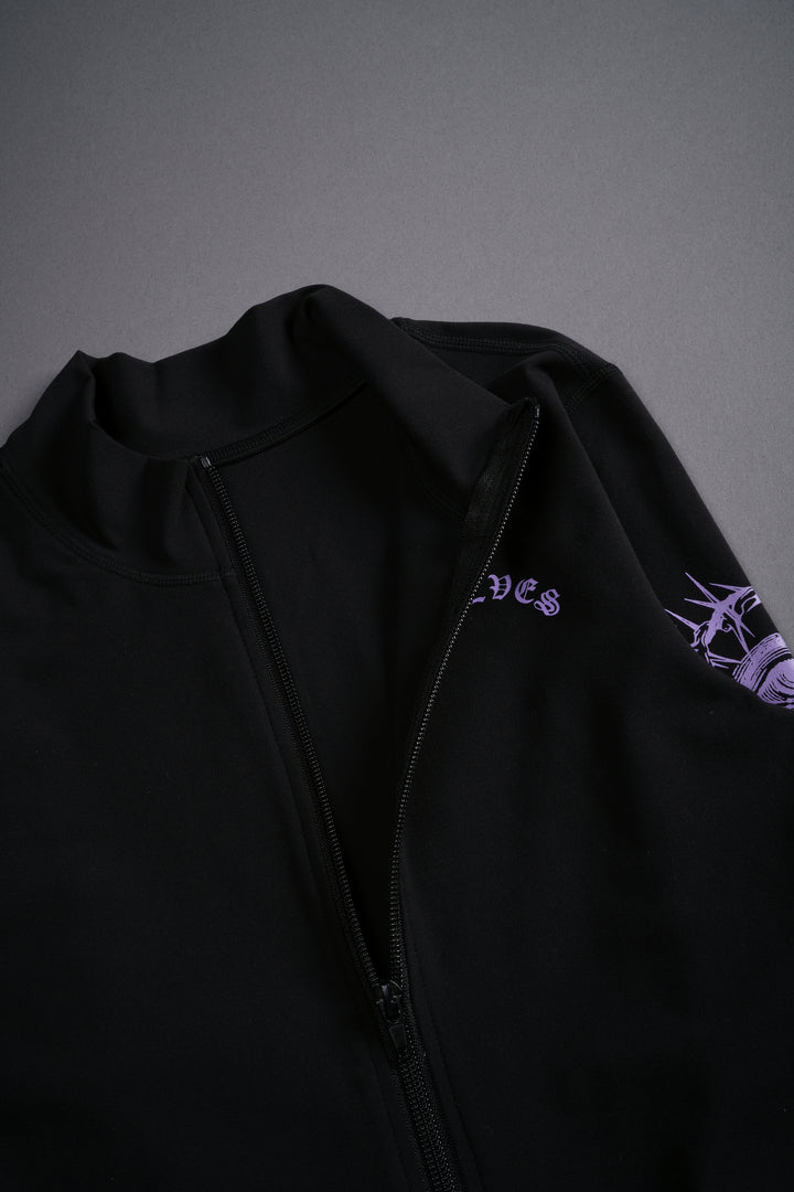 Guardian Cherub Tana "Energy" Zip Mockneck in Black/Purple