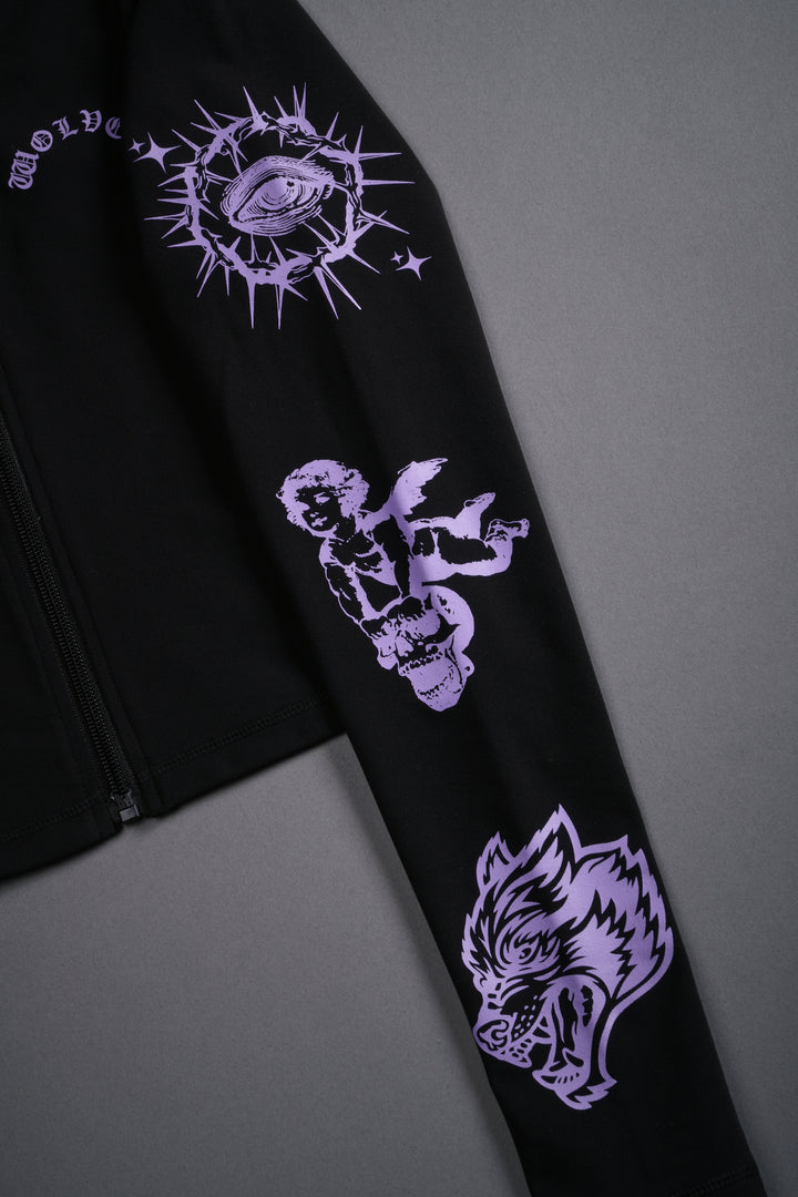 Guardian Cherub Tana "Energy" Zip Mockneck in Black/Purple