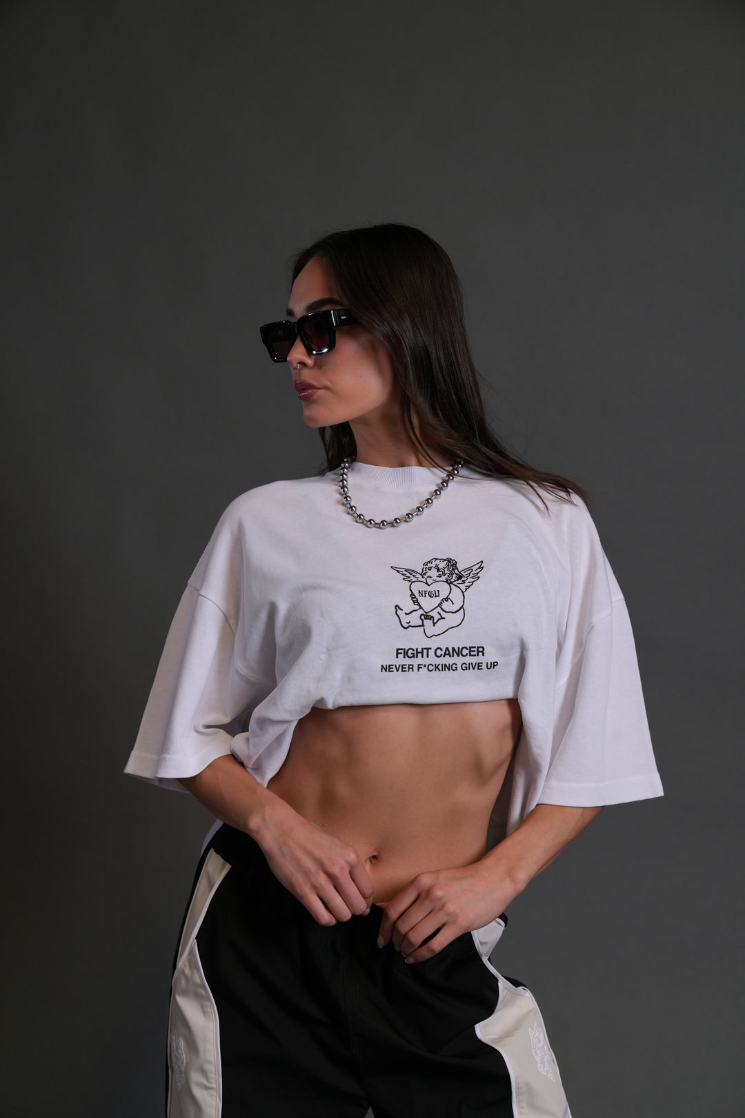 Never F*cking Give Up "Premium" Oversized Tee in White