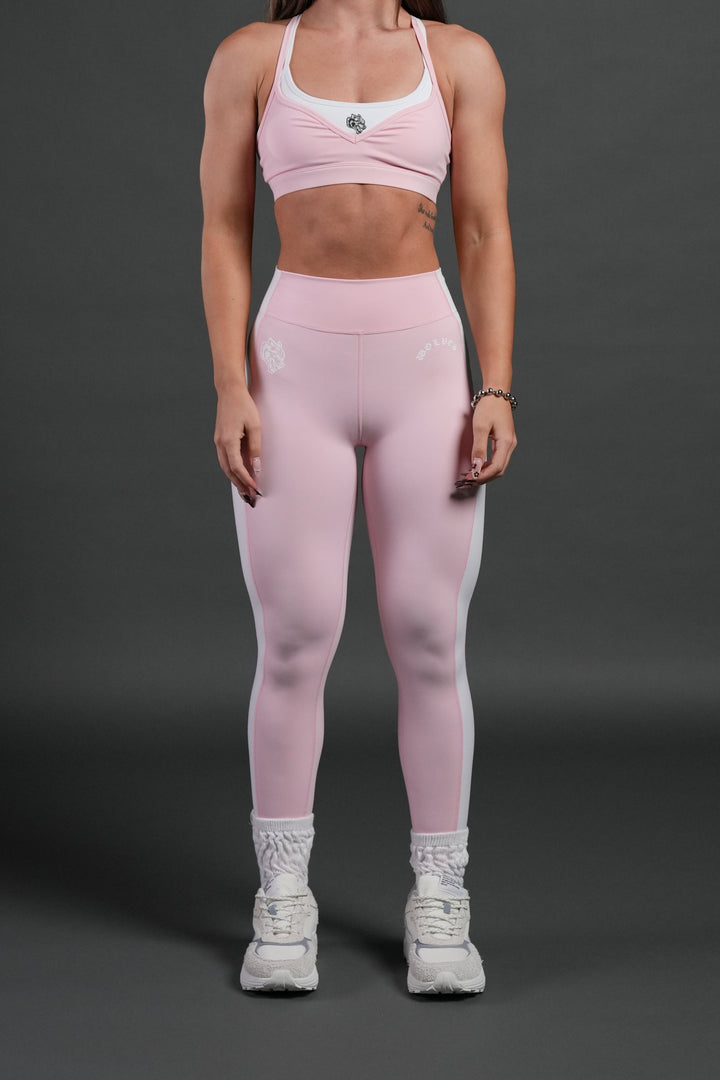 Chopper Wolf "Celine" Stripe Energy Leggings in Warm Blush