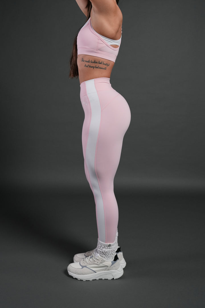 Chopper Wolf "Celine" Stripe Energy Leggings in Warm Blush