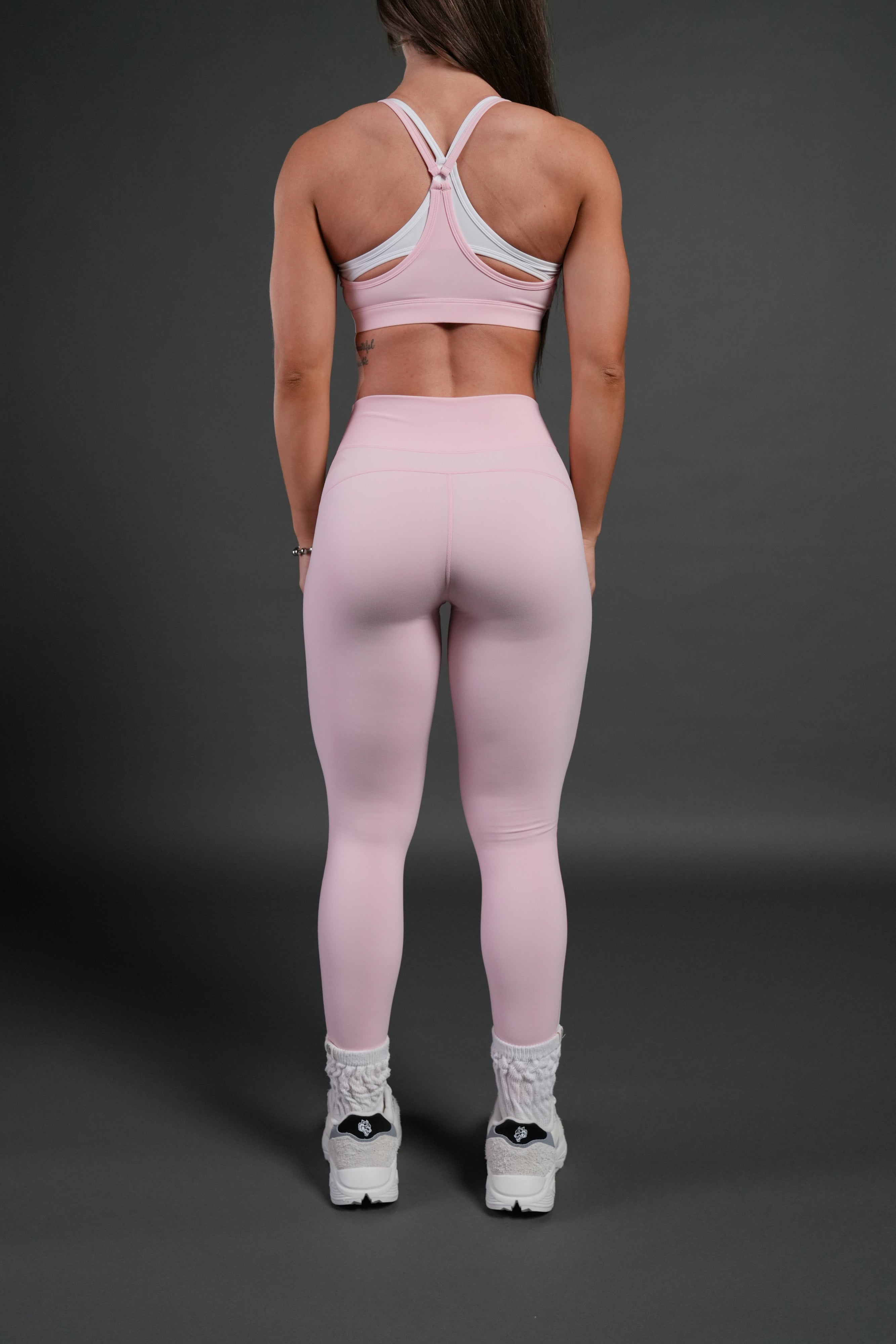 Chopper Wolf "Celine" Stripe Energy Leggings in Warm Blush