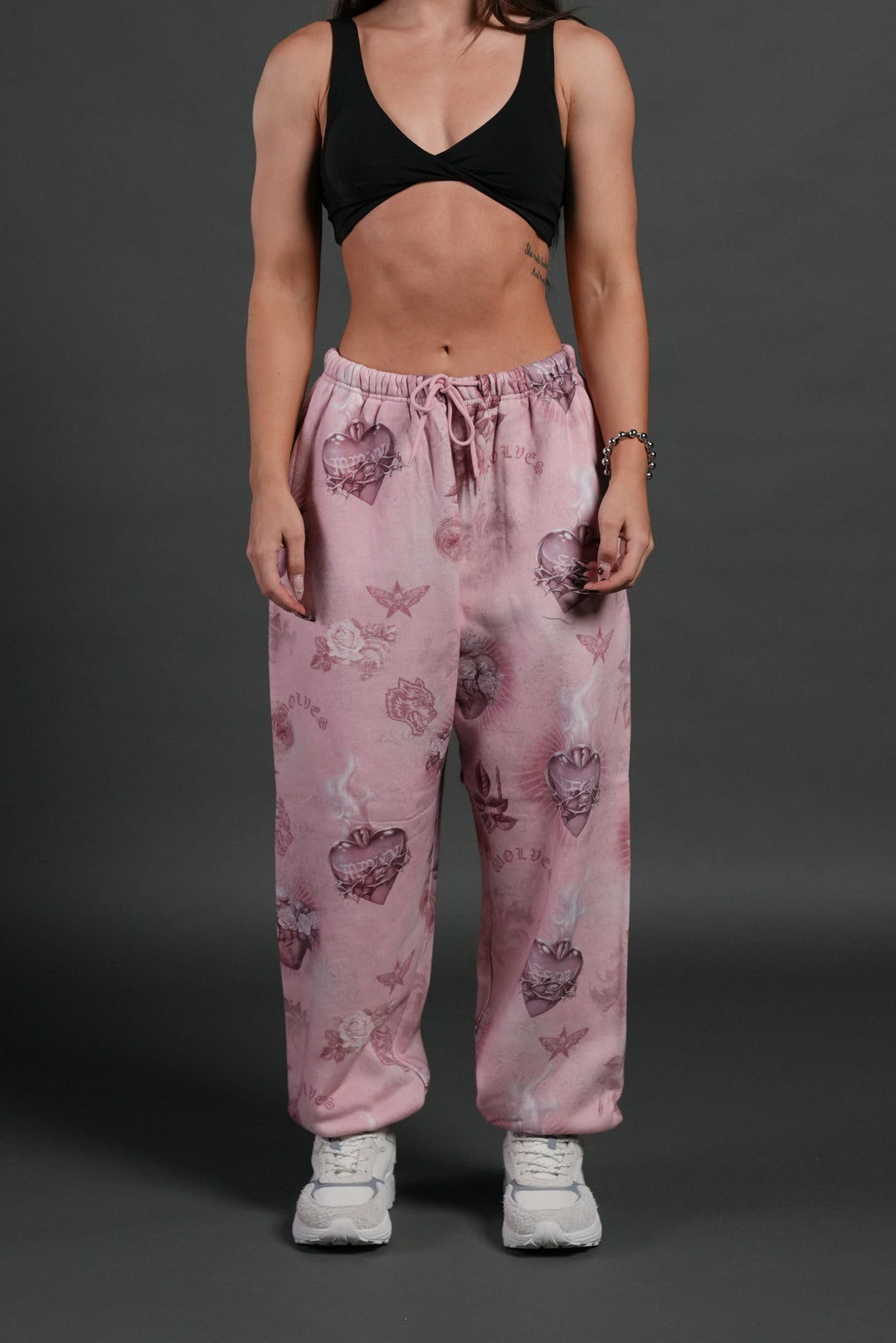 Sacred Path Unisex Lightweight Lounger Sweat Pants in Corazon de Devocion Tonal