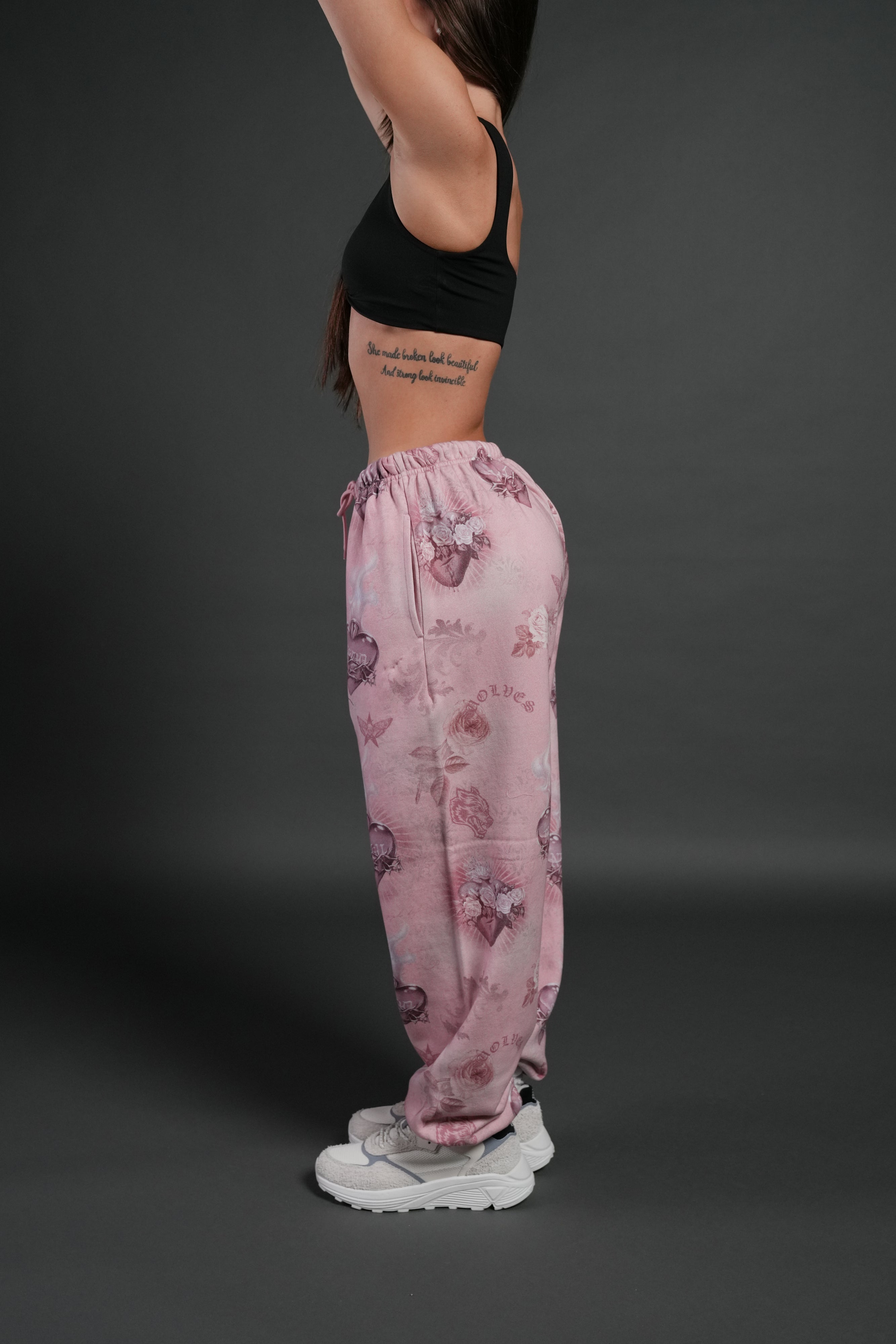 Sacred Path Unisex Lightweight Lounger Sweat Pants in Corazon de Devocion Tonal