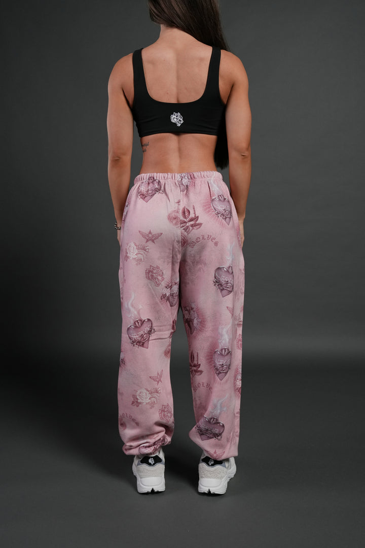 Sacred Path Unisex Lightweight Lounger Sweat Pants in Corazon de Devocion Tonal