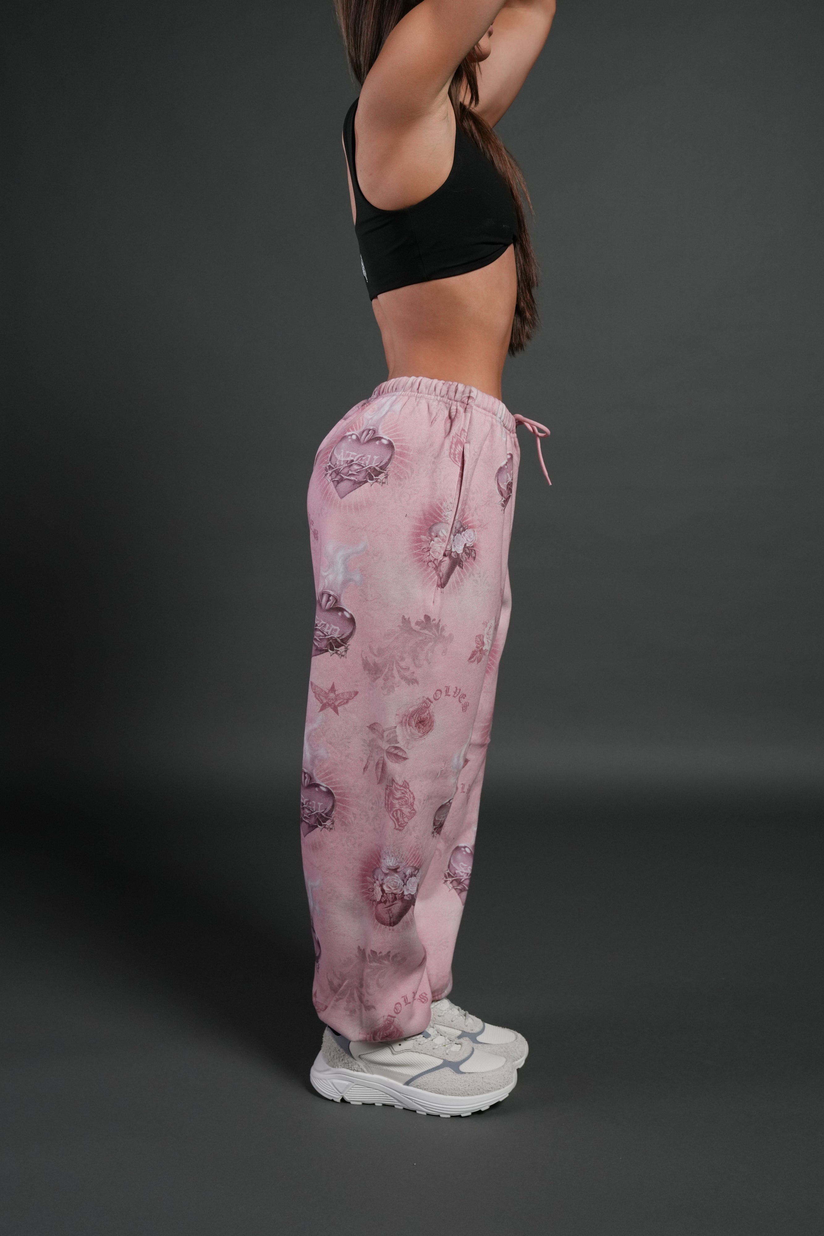 Sacred Path Unisex Lightweight Lounger Sweat Pants in Corazon de Devocion Tonal