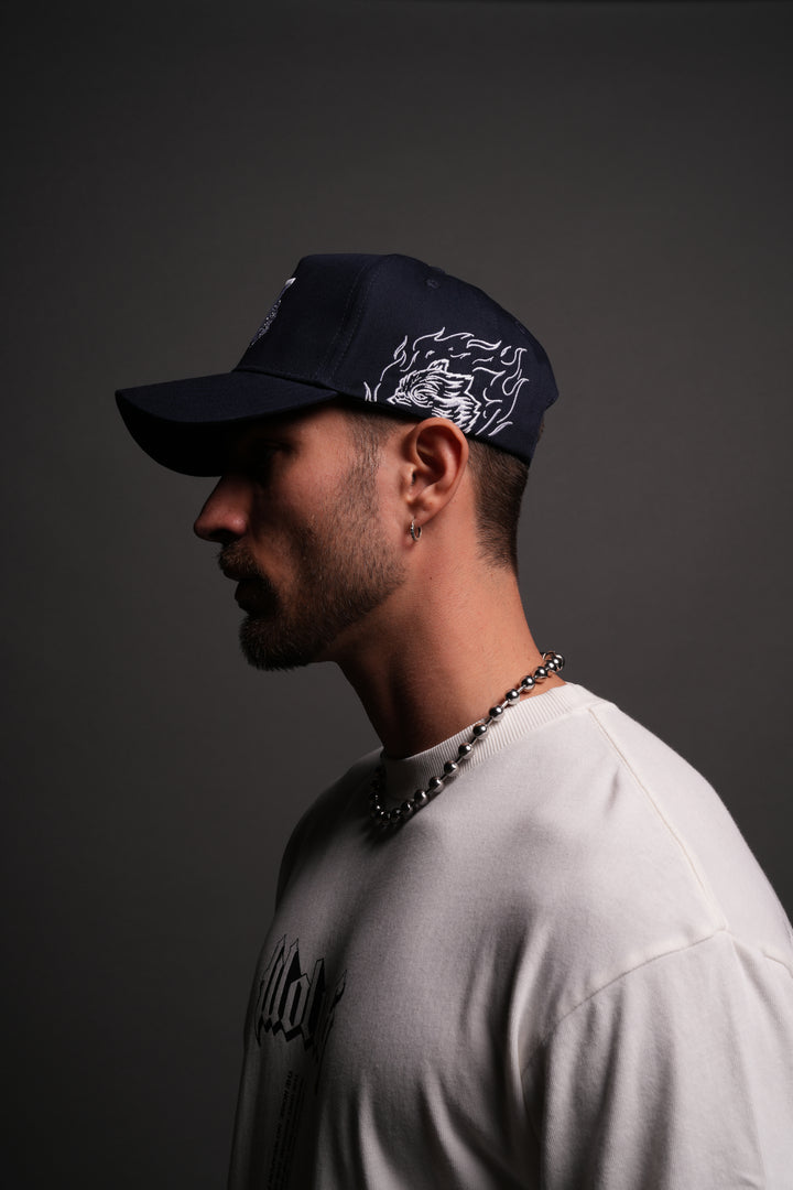 Our Flame 5 Panel Hat in Darc Blue
