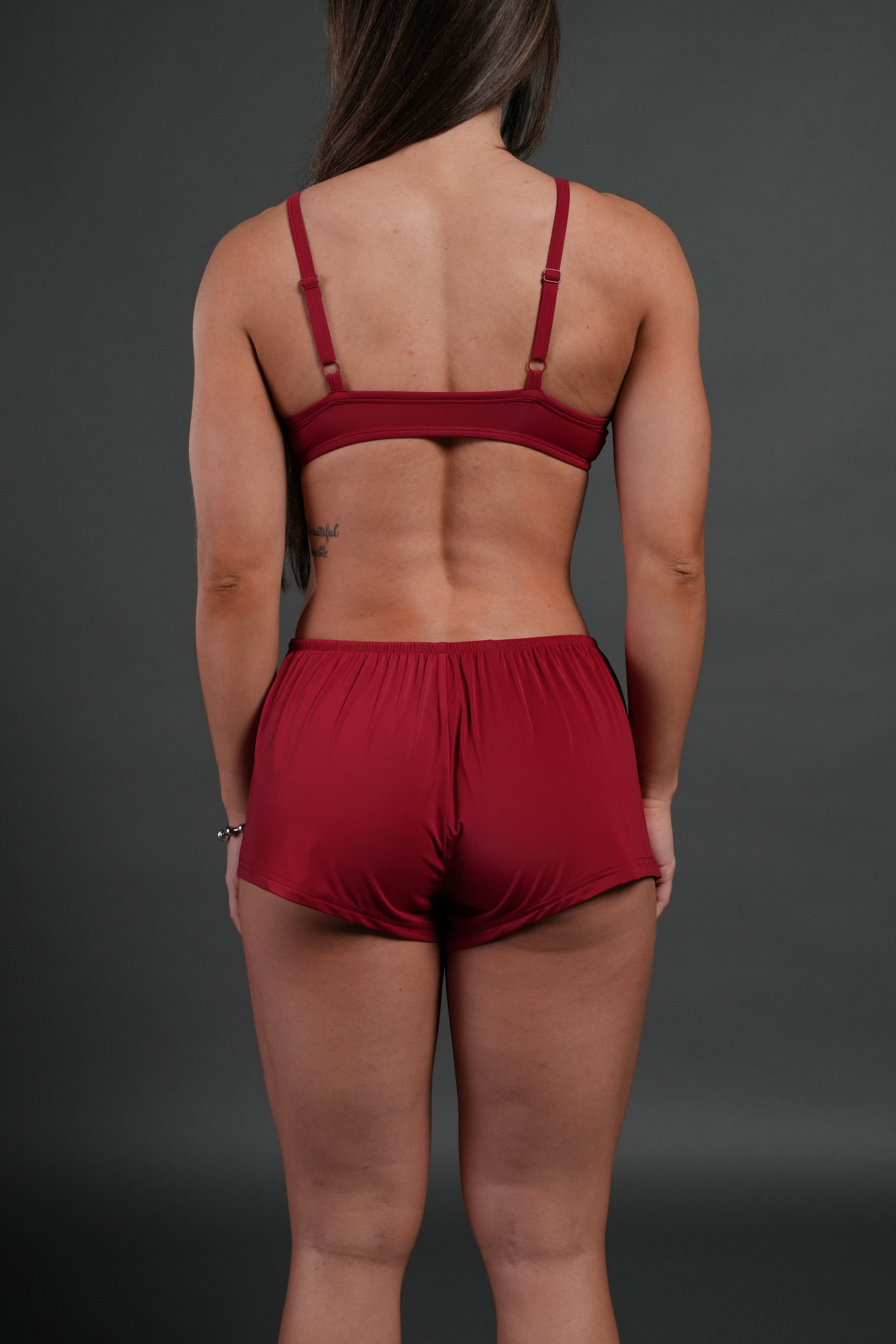 Dual Wolf "Heidi" Silky Lounge Shorts in Deep Raspberry
