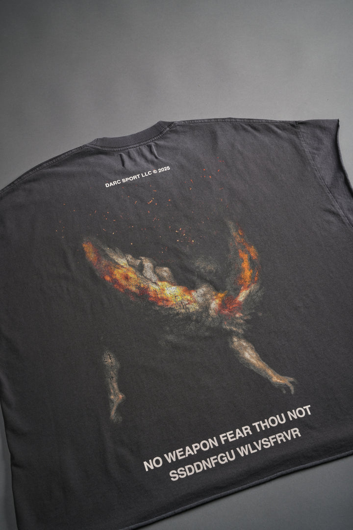 Casted Out Grunge Cut-Off Tee in Wolf Gray