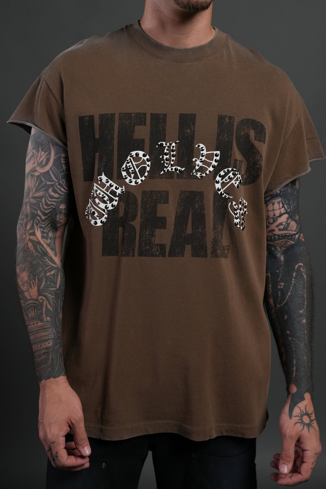 Hell is Real "Premium" Cap Sleeve Tee in Desert Dust