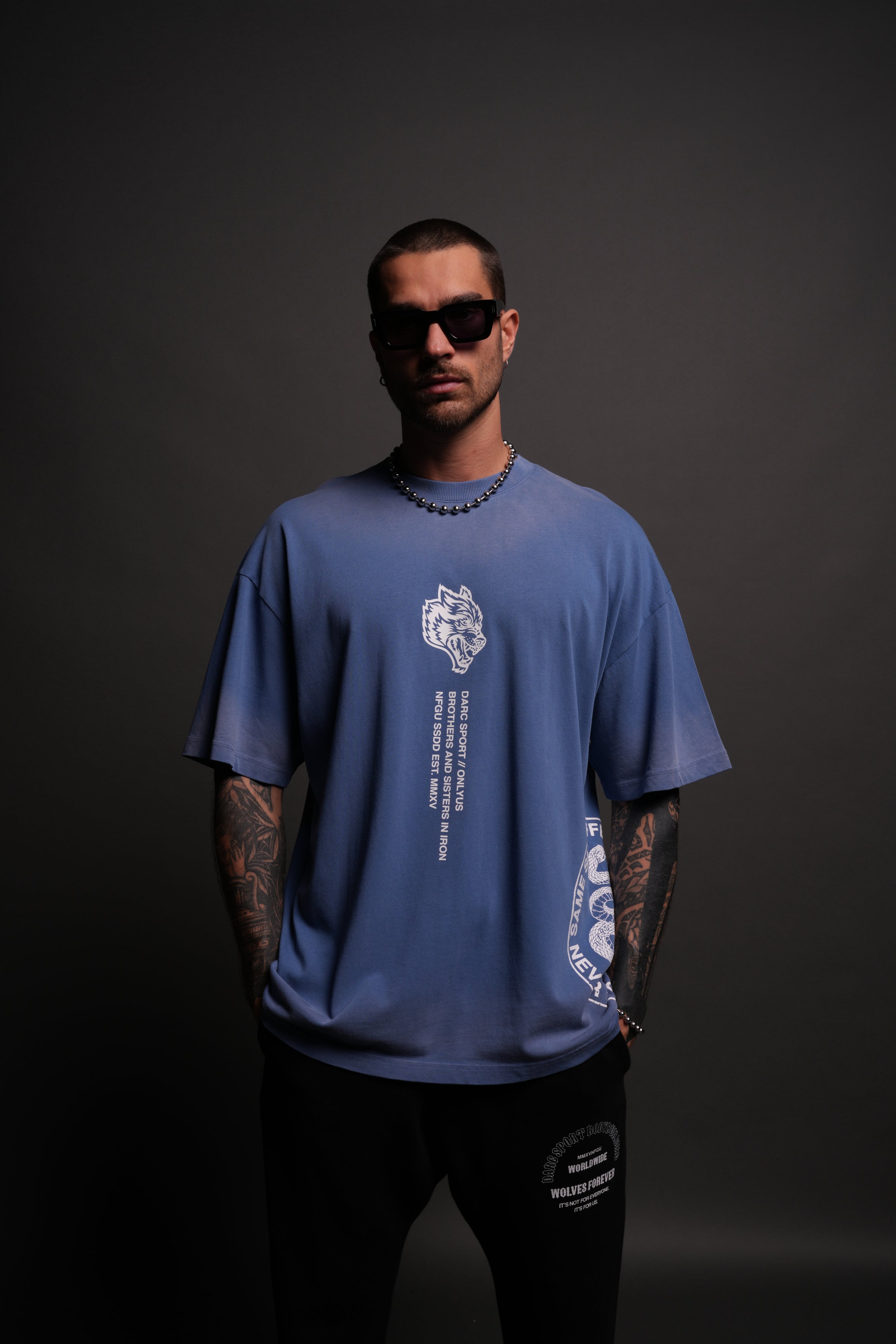 Free Will "Premium" Oversized Tee in LA Blue Driftwash