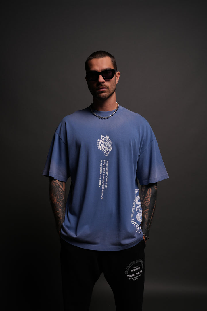 Free Will "Premium" Oversized Tee in LA Blue Driftwash