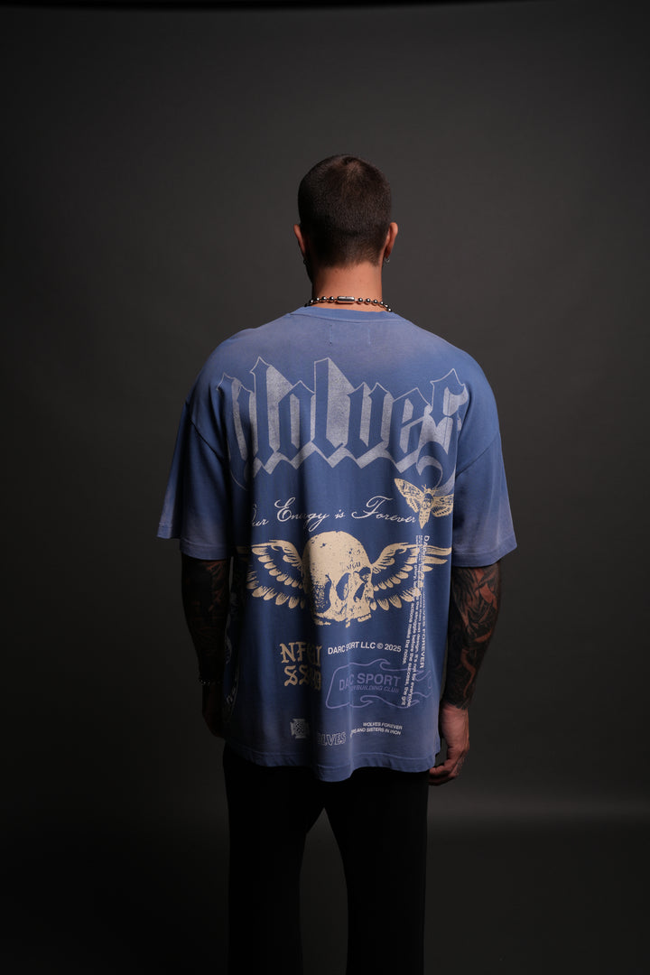 Free Will "Premium" Oversized Tee in LA Blue Driftwash