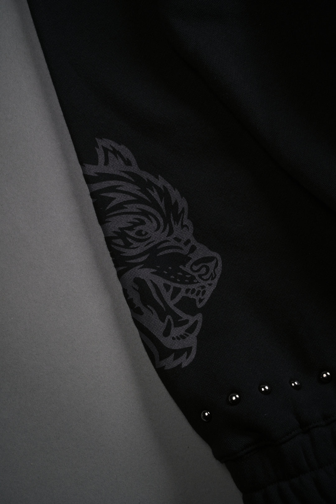 Studded Hesh "Chambers" Zip Hoodie in Black
