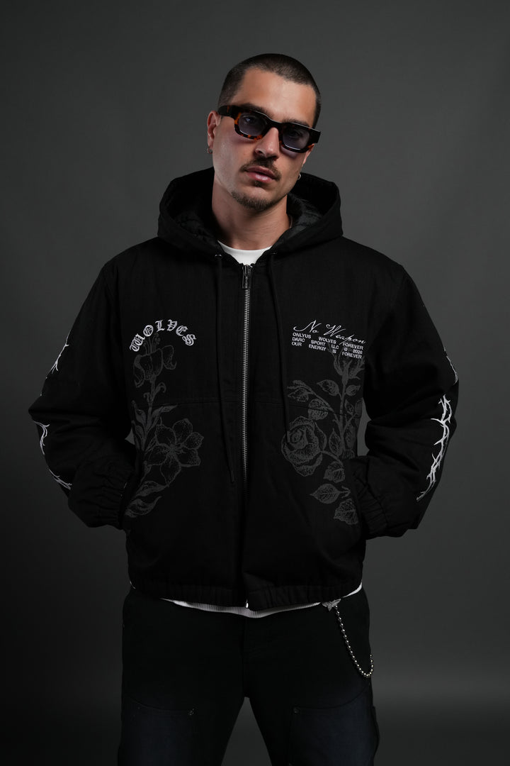 Wolves Pray Calaway Jacket in Distressed Black