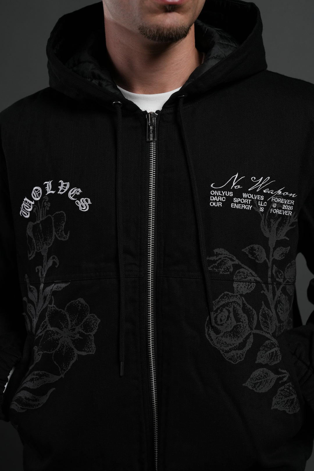 Wolves Pray Calaway Jacket in Distressed Black