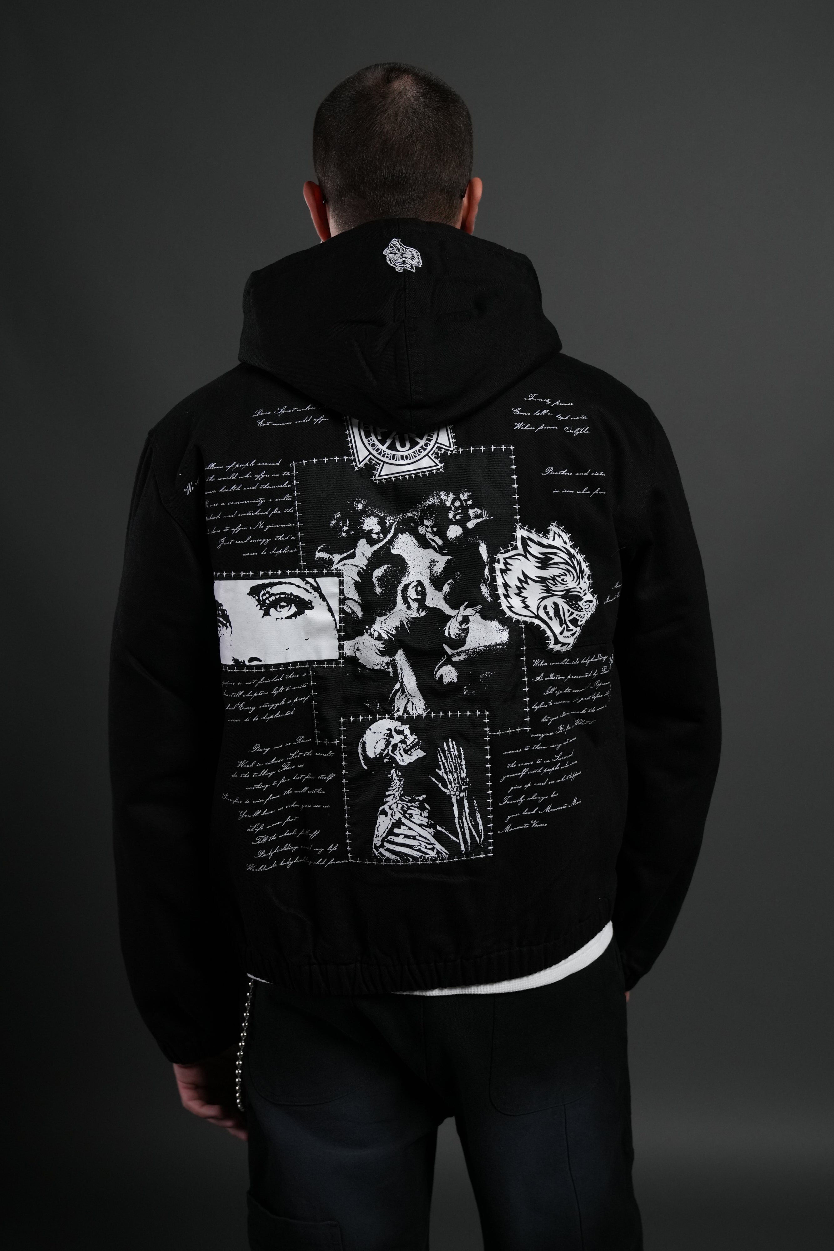 Wolves Pray Calaway Jacket in Distressed Black