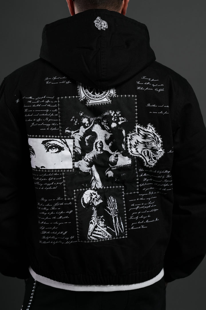 Wolves Pray Calaway Jacket in Distressed Black