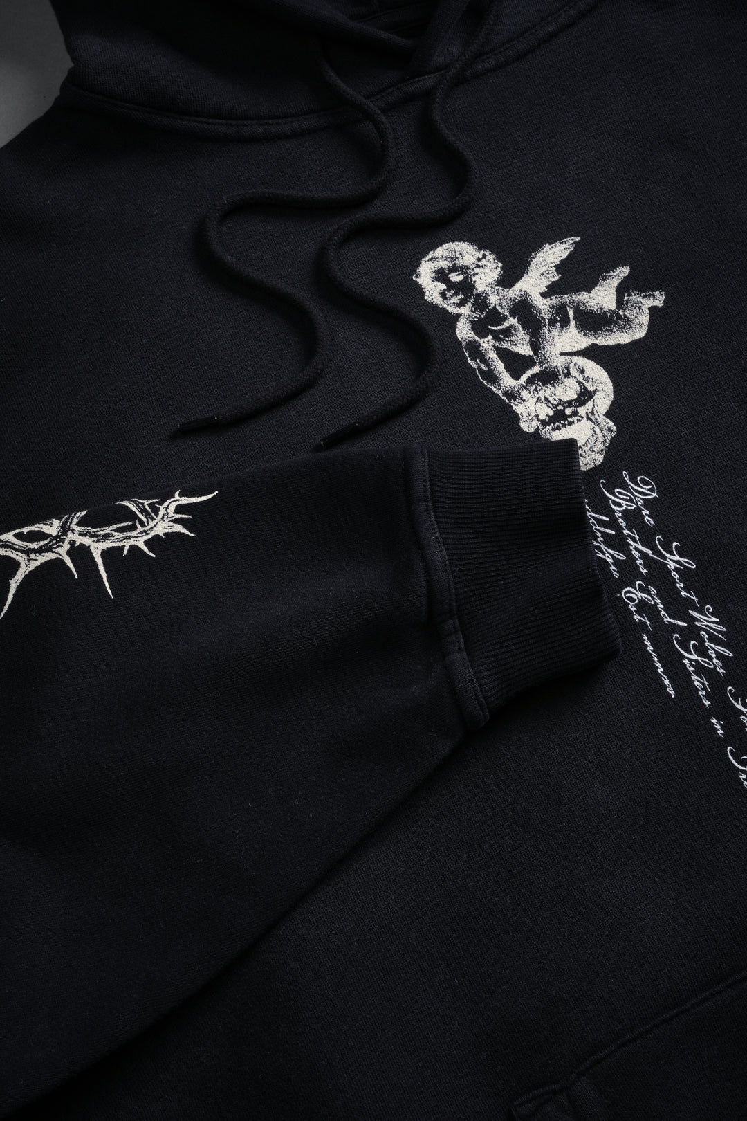 Our Virtue Unisex "Bishop" Hoodie in Black Driftwash