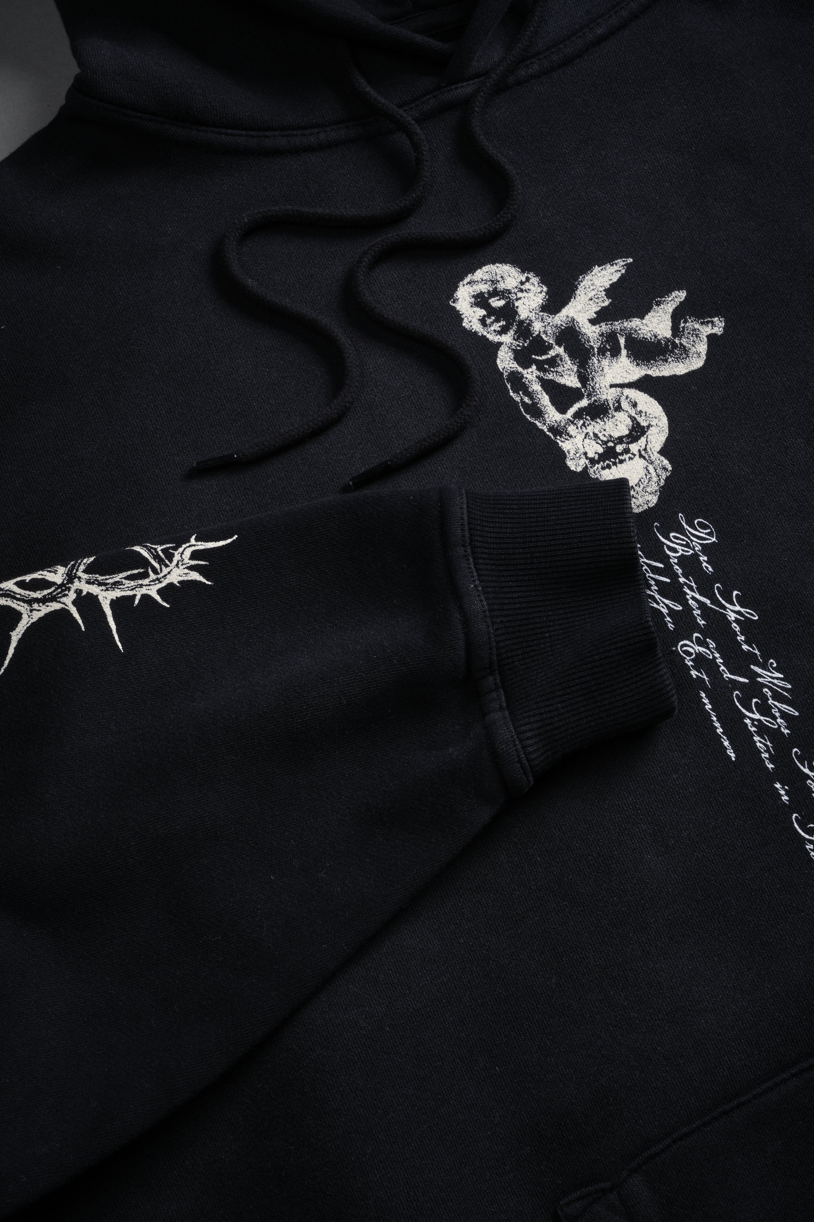 Our Virtue Unisex "Bishop" Hoodie in Black Driftwash