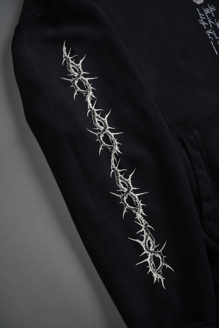 Our Virtue Unisex "Bishop" Hoodie in Black Driftwash