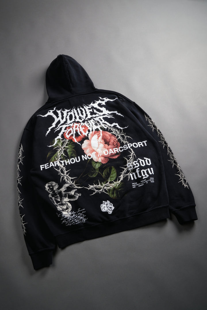 Our Virtue Unisex "Bishop" Hoodie in Black Driftwash