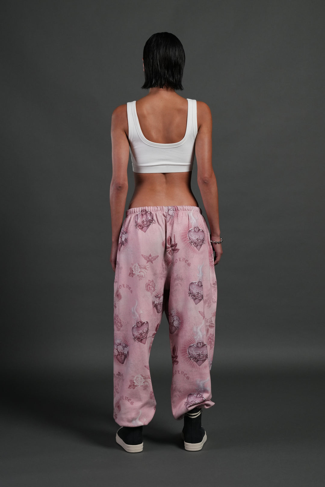 Sacred Path Unisex Lightweight Lounger Sweat Pants in Corazon de Devocion Tonal