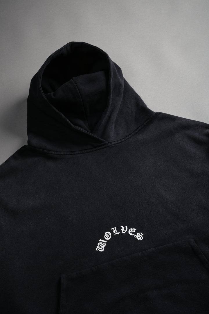 The Batman Forever Grunge "Gage Box Cut" Hoodie in Black Drift Wash