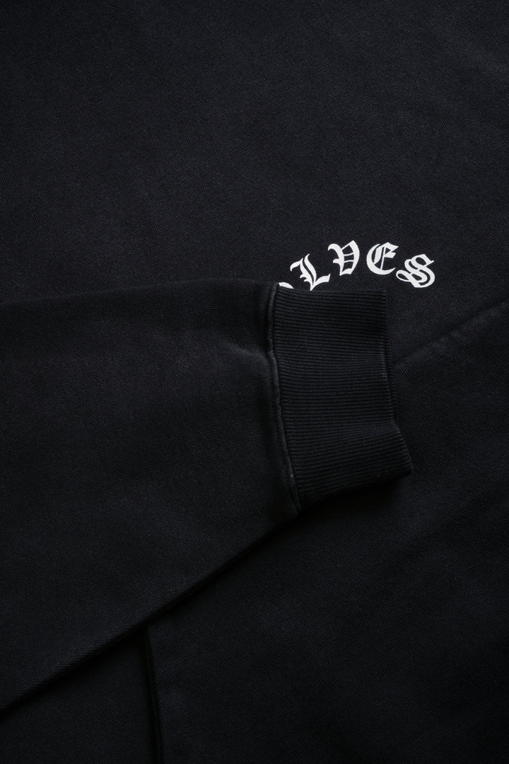 The Batman Forever Grunge "Gage Box Cut" Hoodie in Black Drift Wash